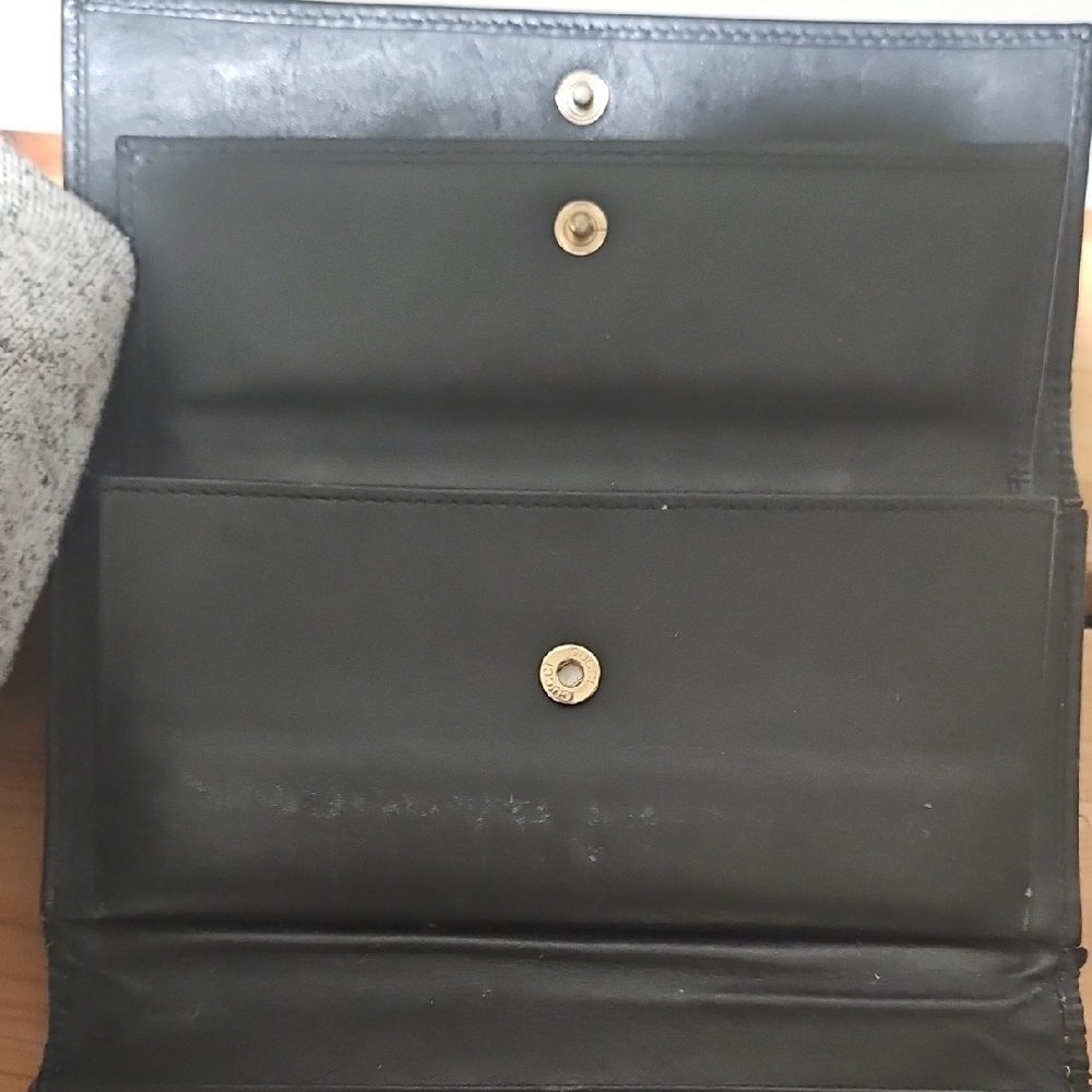 Gucci GG Monogram Black Canvas Leather Trifold Long Continental Wallet Vintage - Picture 5 of 15